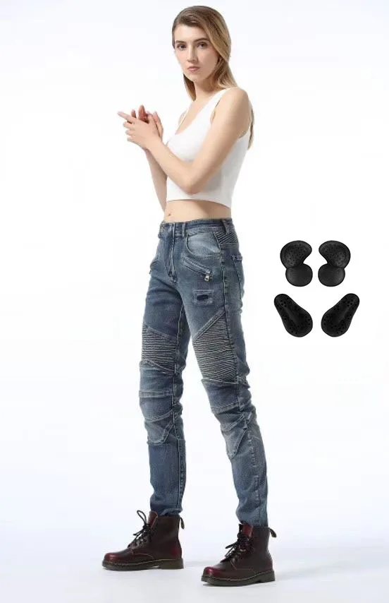 Новинка 2019 женские брюки мотоциклетные джинсы с ударопрочным защитным