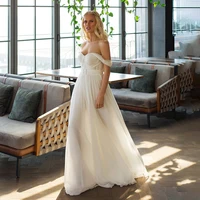 luojo soft tulle off the shoulder wedding dresses boho long sleeve elegant bridal dress bride gowns sweep simple