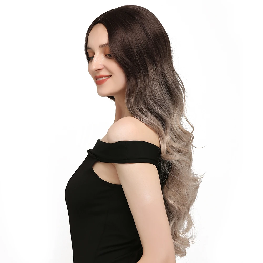 Синтетические серые парики Омбре для женщин длинные волнистые Искусственные