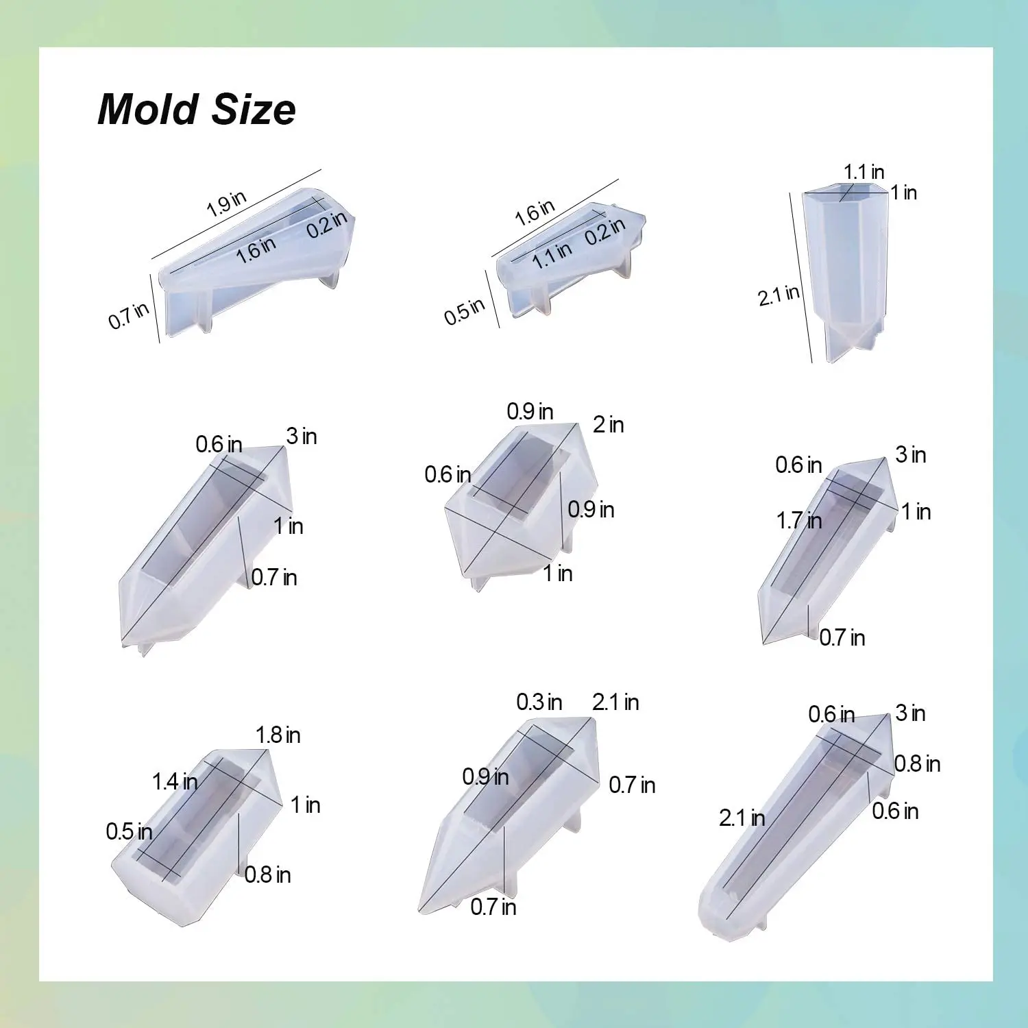 Формы для подвесок из смолы гибкая силиконовая форма кристаллов кварца в форме