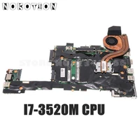 nokotion 04x3744 04y2040 04w6804 for lenovo thinkpad x230t tablet laptop motherboard i7 3520m cpu with heatisnk