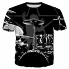 Мужская рубашка в стиле хип-хоп, с 3D-принтом музыкальных инструментов, с короткими рукавами