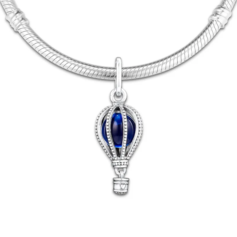 

Fits Bracelets Genuine 925 Sterling Silver Hot Air Balloon Dangle Charm Beads for Women DIY Jewelry kralen abalorios