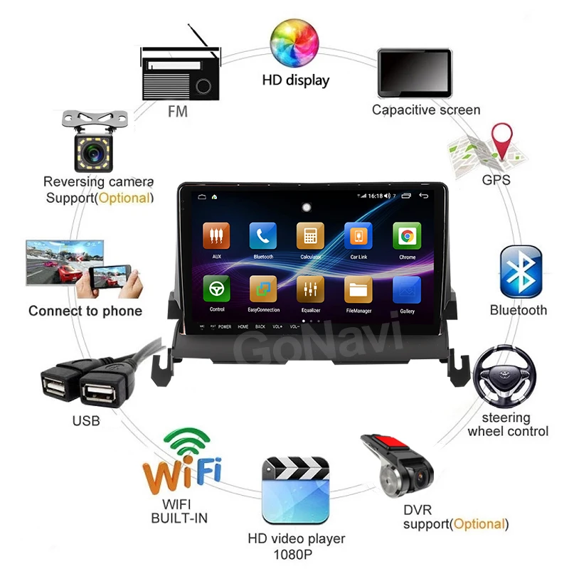 Автомобильный мультимедийный плеер GoNavi 2 din для Dodge Journey Android 11 Радио DVD GPS навигатор