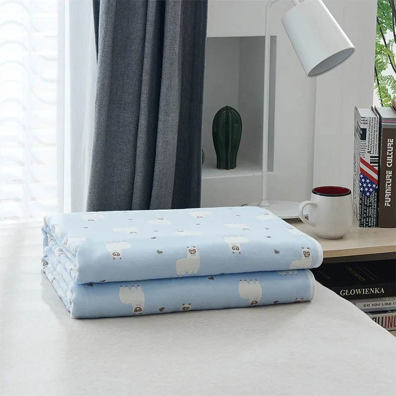 Одеяло для новорожденного ‑й хлопковый муслин 6 слоев Мягкие толстые носки для новорожденных Детский пеленальный пеленки постельное белье хлопчатобумажное одеяльце - Цвет: ALPACE BLUE