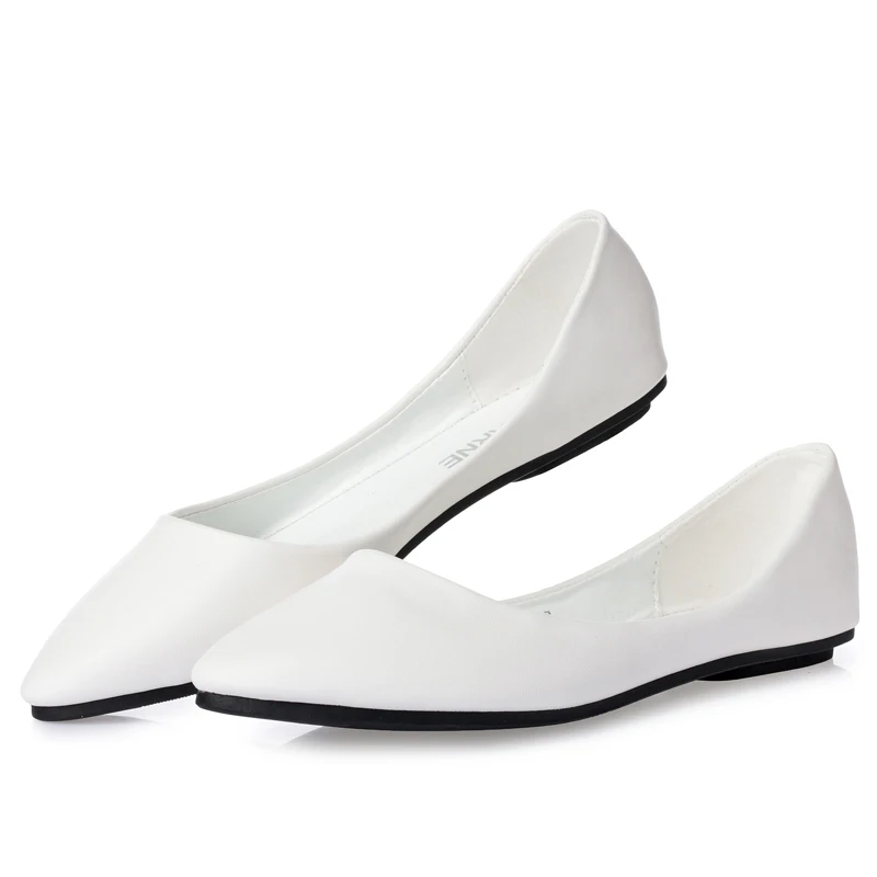 white Женские балетки на плоской подошве с острым носком; Balerine Femme Zapatos De Mujer; зеленые балетки на плоской подошве; женские туфли с закрытым носком - Цвет: white