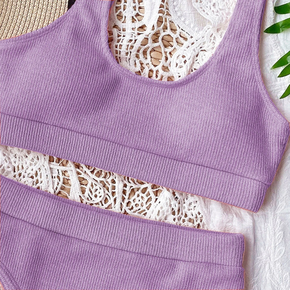 

2021 new bikini, bikini, knitted high waisted swimsuit, women's split swimsuit, European and American swimsuit