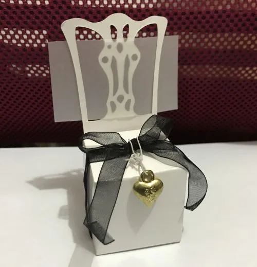 120 шт. серебряные Свадебные сувениры конфетные для стульев Подарочная коробка с