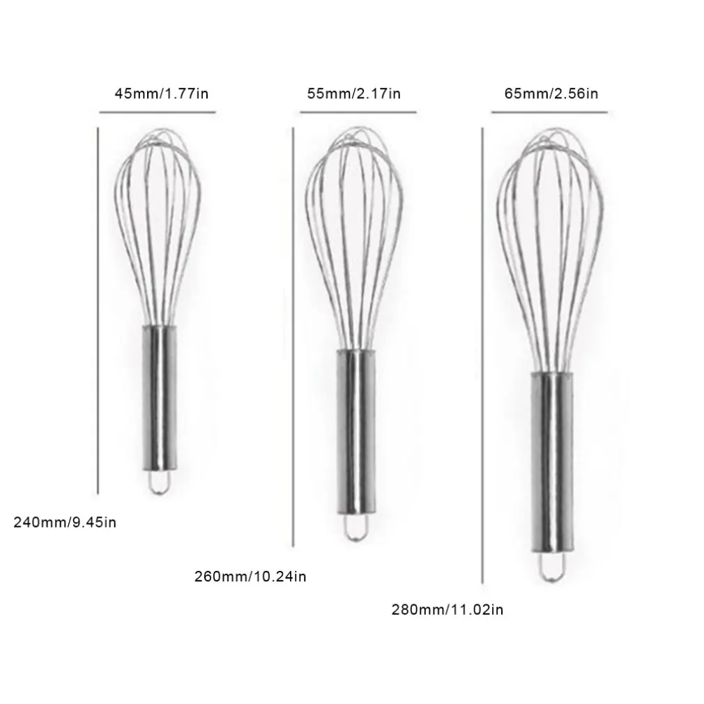 

8/10/12 inches Stainless Steel Balloon Wire Whisk Manual Egg Beater Mixer Kitchen Baking Utensil Milk Cream Butter Whisk Mixer