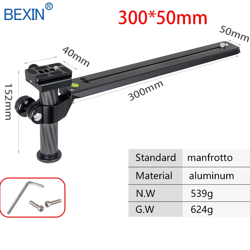 Телеобъектив Поддержка dslr quick release Камера пластина штатив площадь 50 мм Ширина пластины для manfrotto dslr камера с винтом 3/8 1/4 - Цвет: 300x50mm with clamp