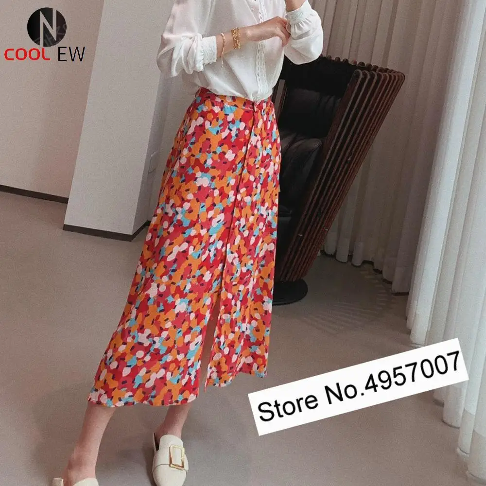 

Elfbop Women 100% Viscose Floral Printed Elastic Waist Midi Skirt - Ladies/Female Stylish Midi-Length Skirt