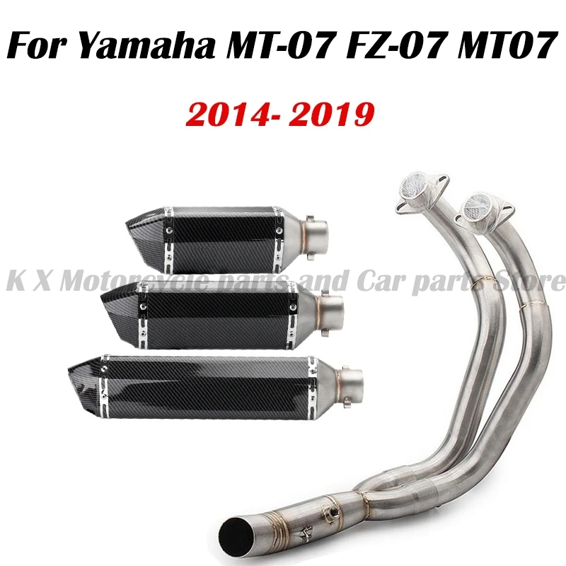 

51mm Motorcycle Exhaust Muffler Modified Front Header Pipe System Slip-On For Yamaha MT-07 MT07 FZ07 2014-2019