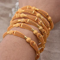24k dubai bangles france gold color bangles for women bride wedding flower bracelet bijoux africaine jewelry gift