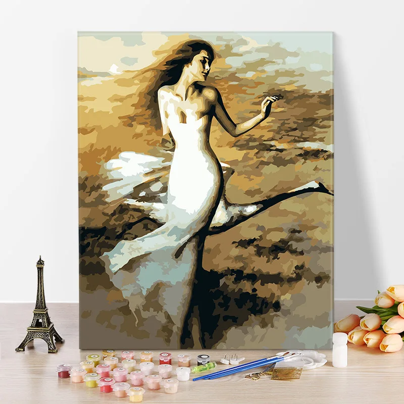 Swan Dancer Paint By Numbers Coloring Hand Painted Home Decor Kits Drawing Canvas DIY Oil Painting Pictures By Numbers