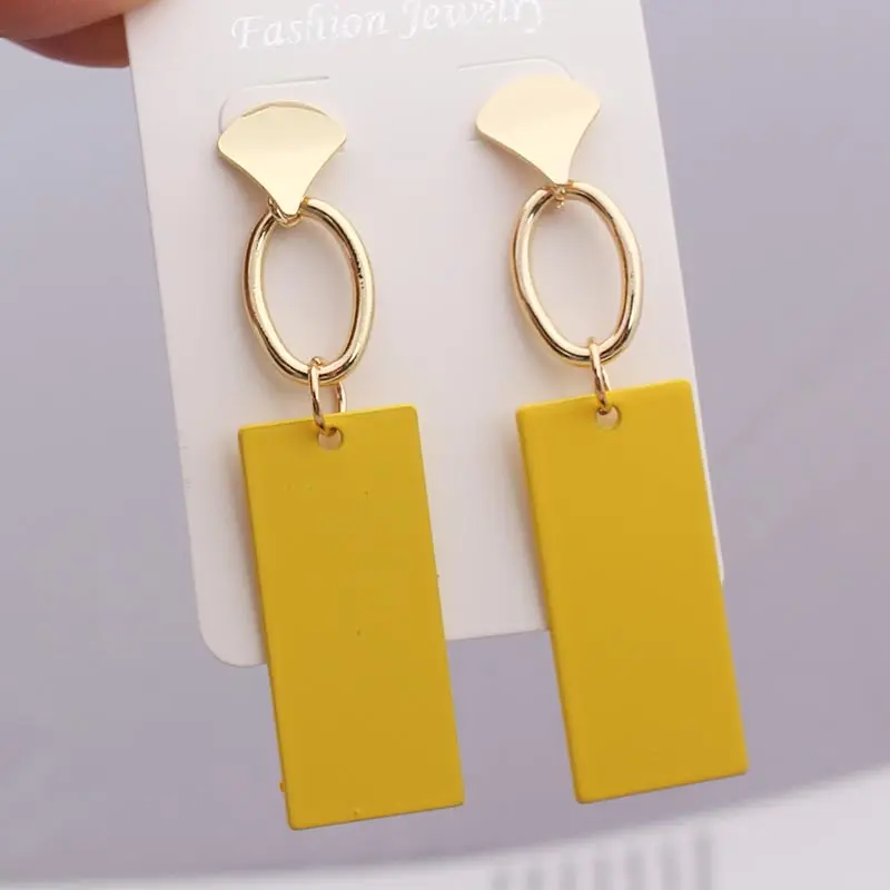 741 Yellow Ретро женские модные свадебные Эффектные серьги для свадебной вечеринки элегантные золотые металлические геометрические длинные серьги-висюльки подарок - Окраска металла: 741 Yellow