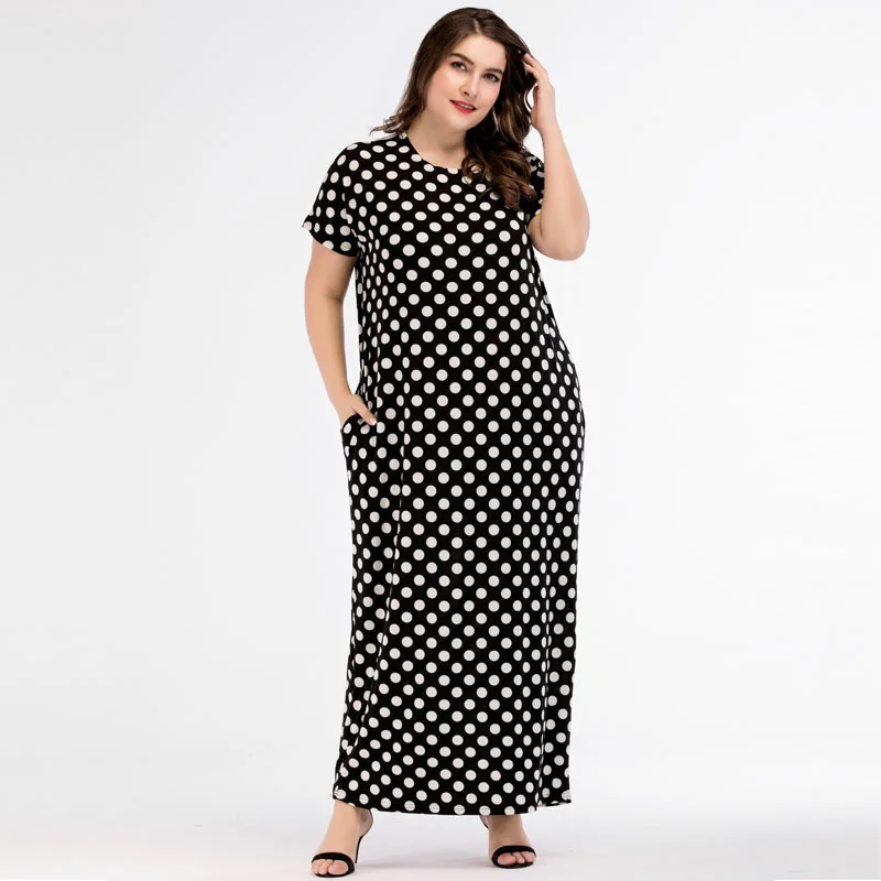 Женское платье в горошек Abaya свободное арабском стиле большие размеры