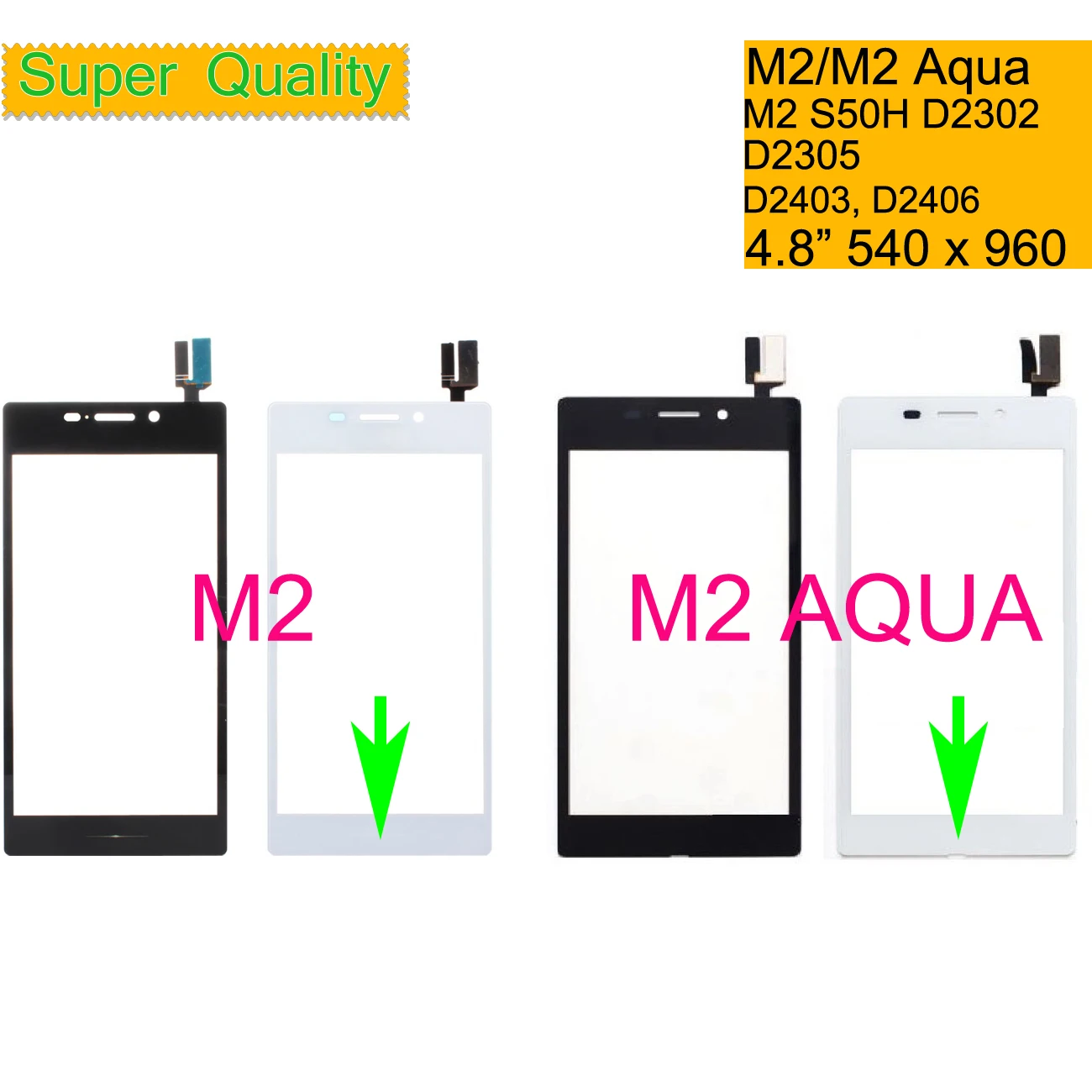 Сенсорный Экран 4," для sony Xperia M2 S50H D2302 D2303 D2305 M2 Aqua D2403 сенсорный экран дигитайзер стекло передней сенсорной панели объектив