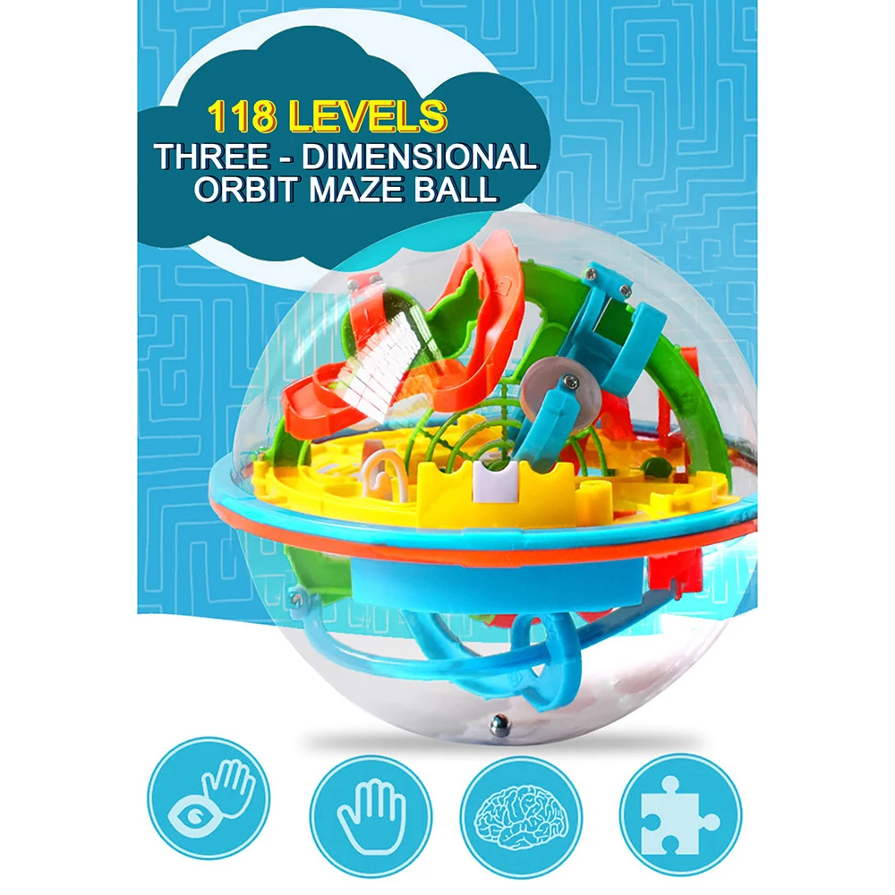 

100 Step 3D Magic Maze Intellect Ball Sphere Globe Toys For Children Educational Brain Tester Balance Training Toy Gift C3