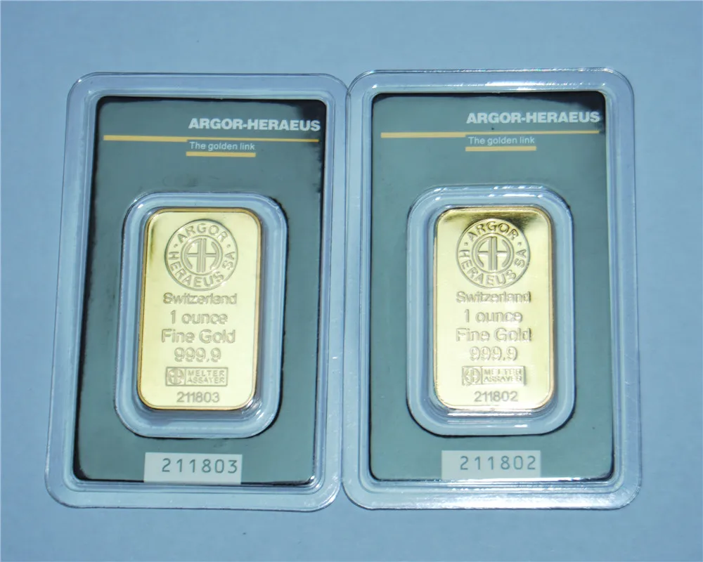1oz Switzerland Argor-Heraeus Gold Bar 24k Gold-Plated High Quality Non-Magnetic Independent Serial Number Business Gift Collect - купить по