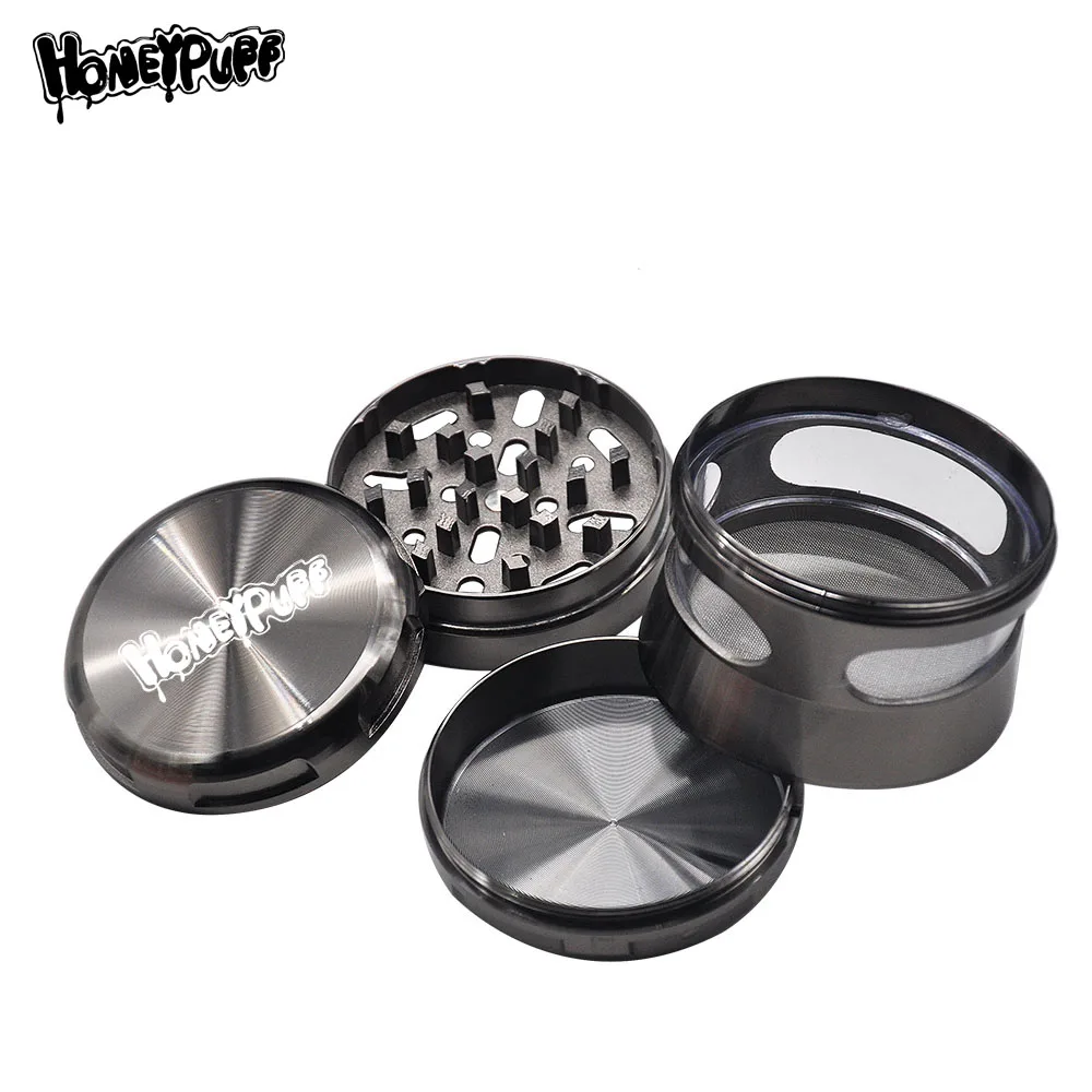 Алюминиевая измельчитель для трав HONEYPUFF чехол специй 63 мм 4 шт. с большим окошком