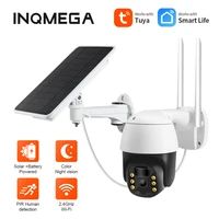 inqmega tuya 1080p hd wifi smart life solar camera ptz ir security 8w solar panel camera pir human motion detection camera