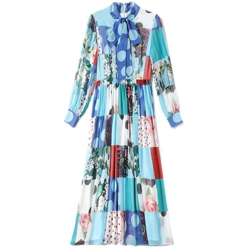 

123 cultivate one's morality show thin vacation spot rose elegant long printed chiffon dress western