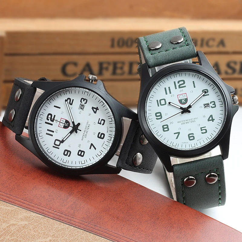 Часы мужские кварцевые с кожаным ремешком 4 цвета | Наручные часы