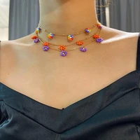 boho colorful beads daisy flower choker short necklace clavicle chain jewelry