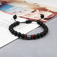 hot sale braided rope bracelet men 8mm natural black matte stone charms beaded bracelets adjustable yoga jewelry for women gifts