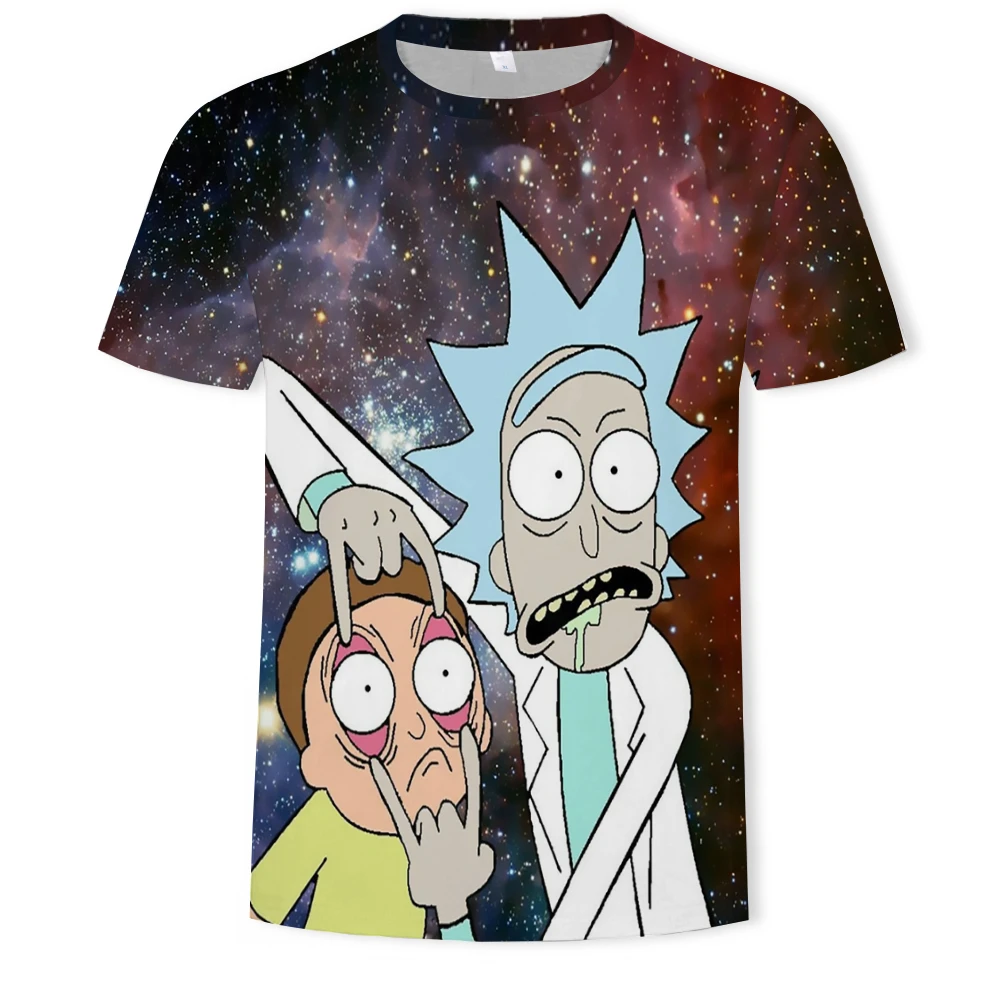 

Summer New Men's and Women's T-shirt 3d Printing Rick Children's Cartoon Anime Short-sleeved Casual Fun Top