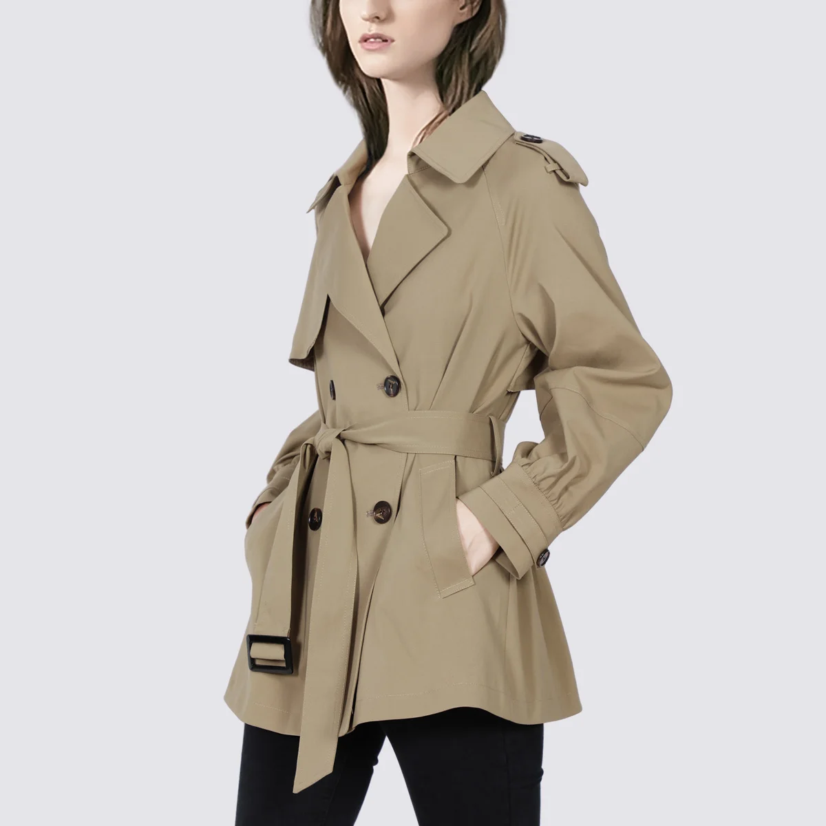 

Popular fashion small trench coat Europe and the United States 2021 fall new women's waist thin wide wife jacket