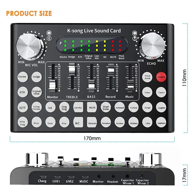 Интеллектуальная звуковая карта K Song Live Sound Card с голосовым управлением