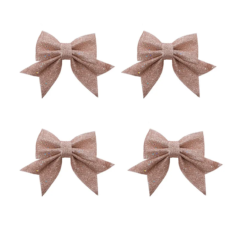 

4Pcs/set Christmas Bows Decoration Pink Gift Wrap Bow Ornament Adornment Xmas Tree Decoratios New Year's Eve Decors Bow-Knot