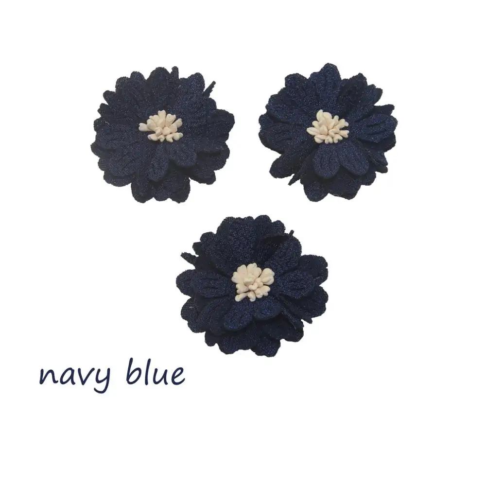 navy blue 4,5 см 12 шт./пакет искусственный цветок ремесло ткани на платформе с цветочным принтом повязка на голову, для самостоятельного изготовления букет невесты украшения - Цвет: navy blue