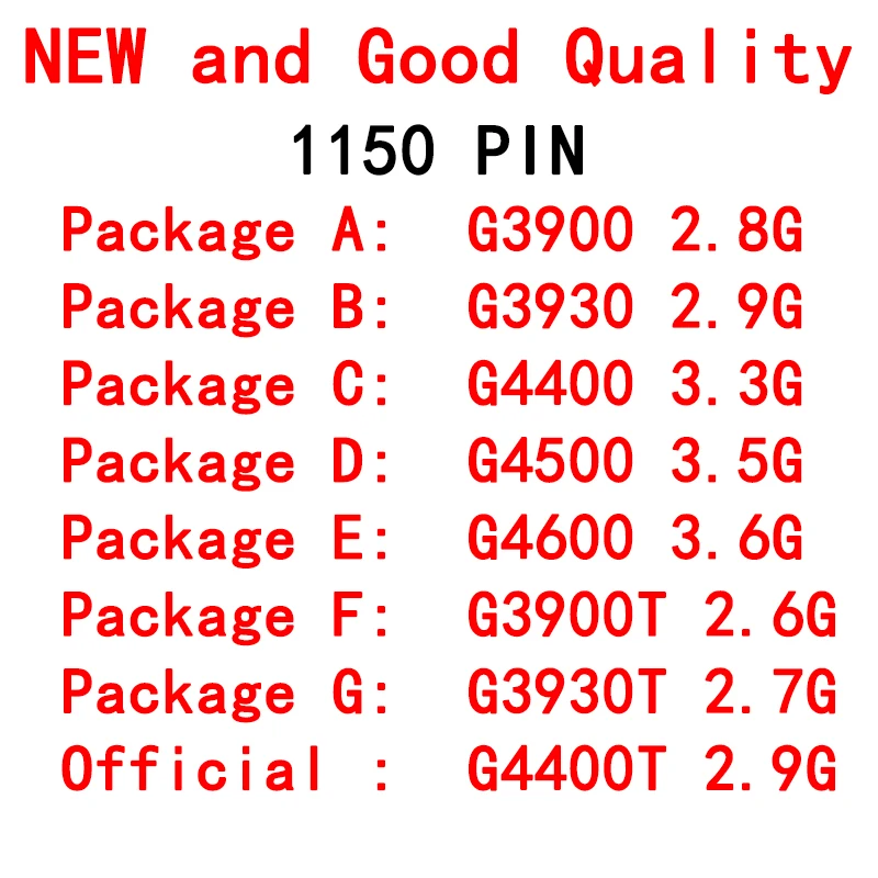G3900 3930 4400 4500 4560 4600 3900T 4400T CPU New and Good Quality