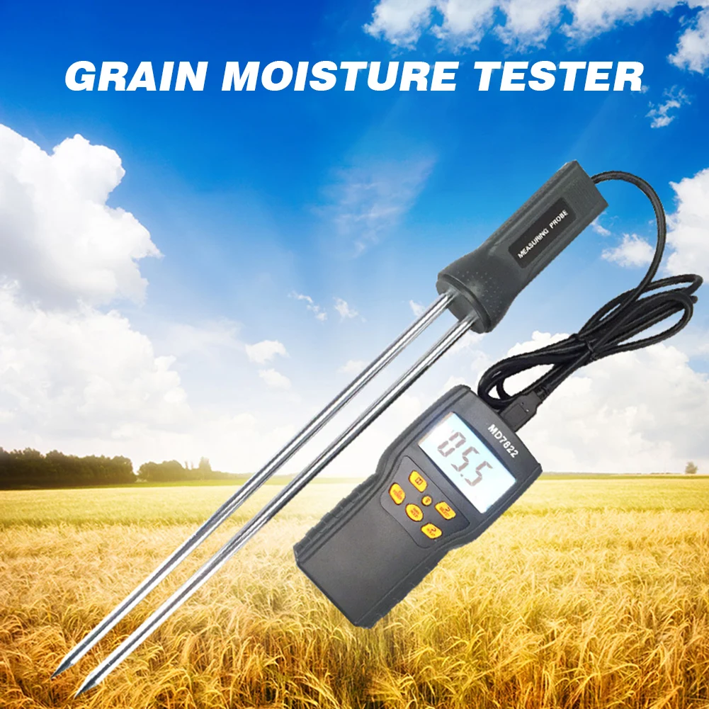

Цифровой измеритель влажности зерна, тестер влажности с ЖК дисплеем, гигрометр для пшеницы, кукурузы, риса, точное определение влажности зе...