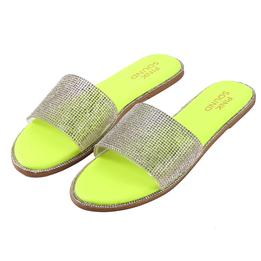 Женские пляжные шлепанцы на платформе вечерние туфли с кристаллами летние