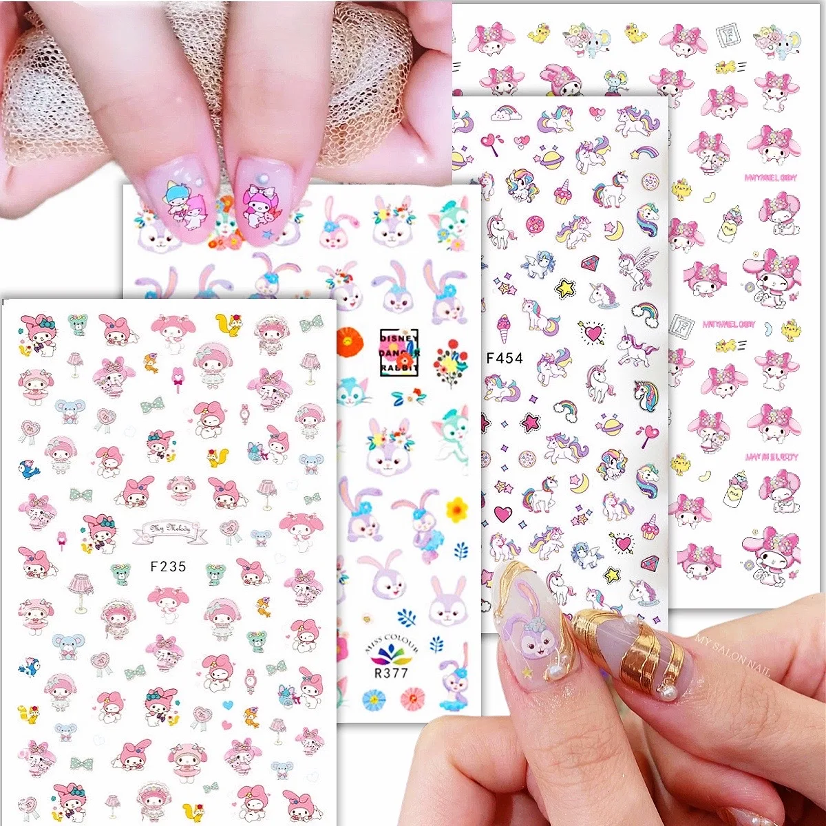 Мультфильм кролик 3D Аниме ногти клей для ногтей Наклейка украшение аксессуары HL87