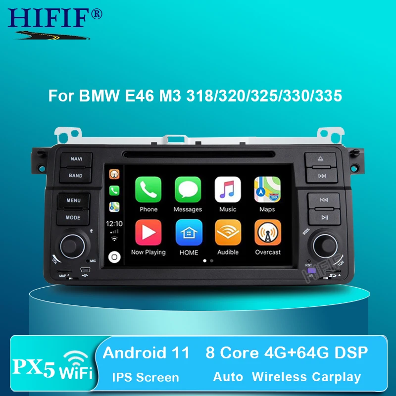 

Автомобильный DVD-плеер IPS DSP AutoRadio 1 Din Android 11 для BMW E46 M3 318/320/325/330/335 Rover 75 1998-2006 GPS-навигация BT Wifi