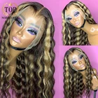 Topnormantic хайлайтер цветные 13X 4 кружевные передние парики для женщин Remy индийские человеческие волосы глубокая волна парик Preplucked