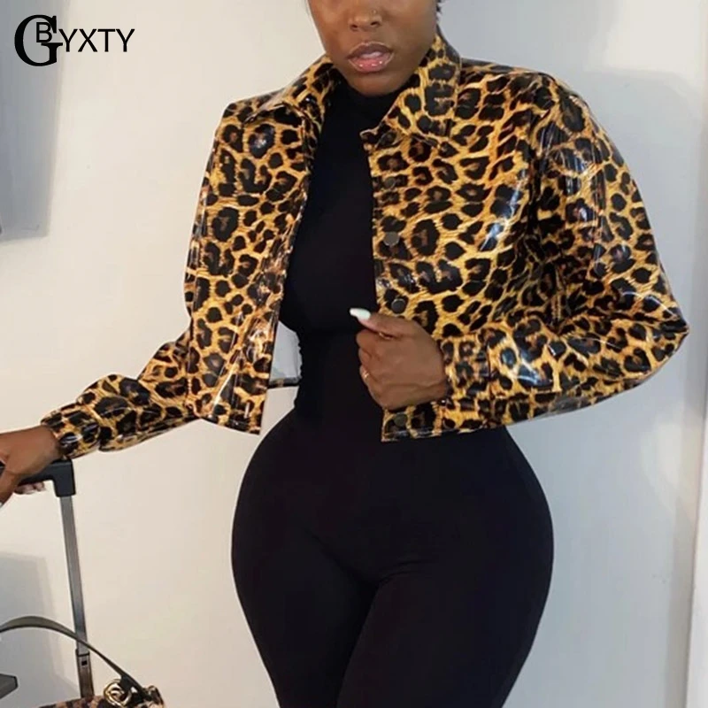 Модная короткая куртка из искусственной кожи GBTXTY с леопардовым принтом женская