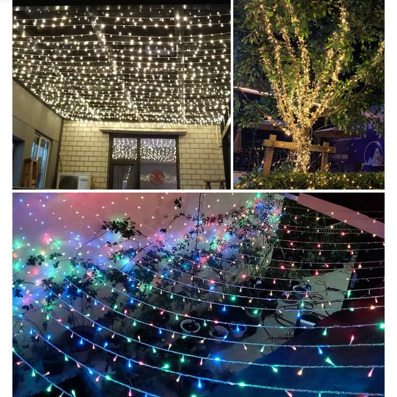 

Романтическая уличная светодиодная гирлянда на солнечной батарее, водонепроницаемый садовый шнурок с лампочками для двора, террасы, патио,...