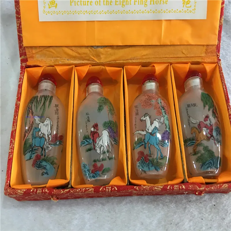 Коллекция из восьми Картин Лошадей табак бутылка с китайской ручной работы