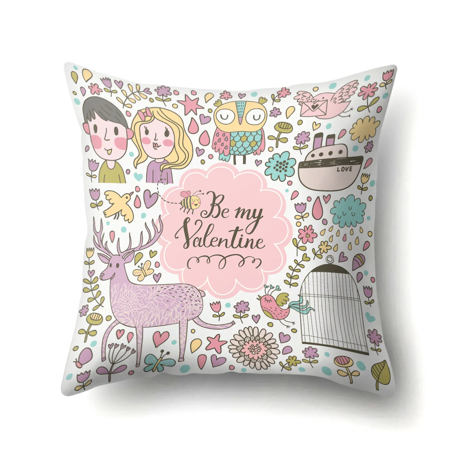 Animal Pattern Single-Sided Pillowcase Cover Office Hug Throw Lumbar Cushion Polyester Simple Sofa | Дом и сад