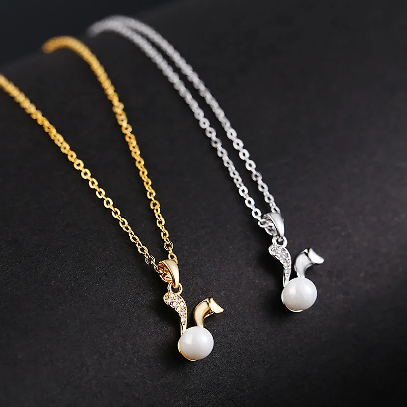 Милое женское жемчужное ожерелье с кроликом и животным простой золотистый цвет