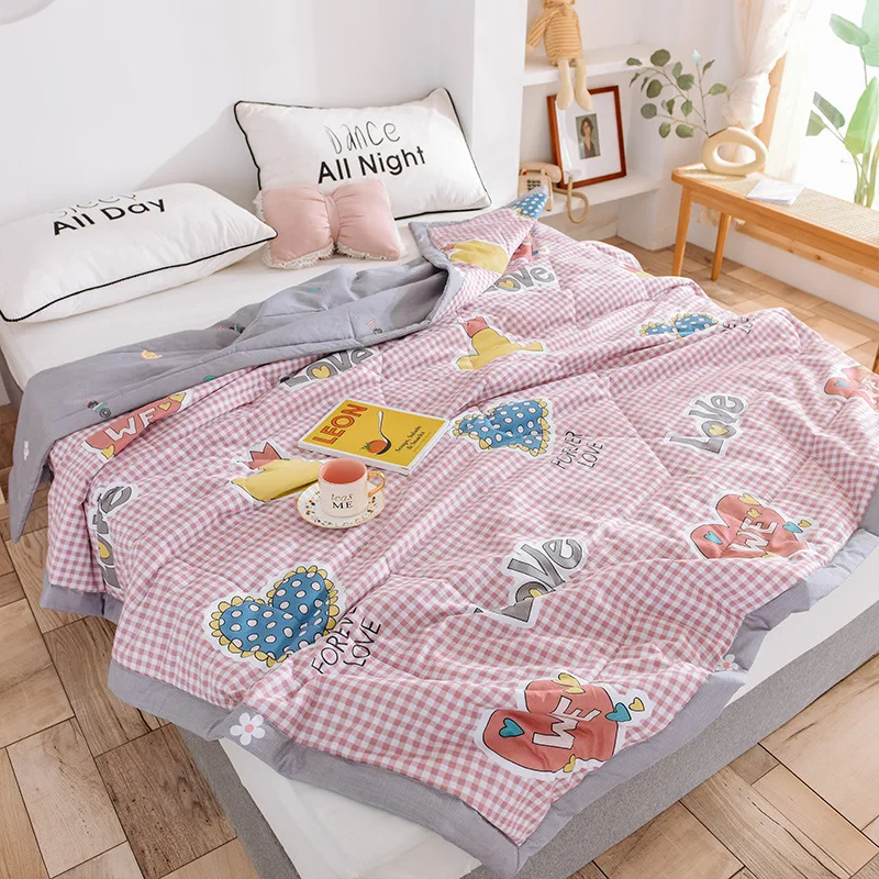 Летнее хлопковое потертое кондиционер Стёганое одеяло машинная стирка один