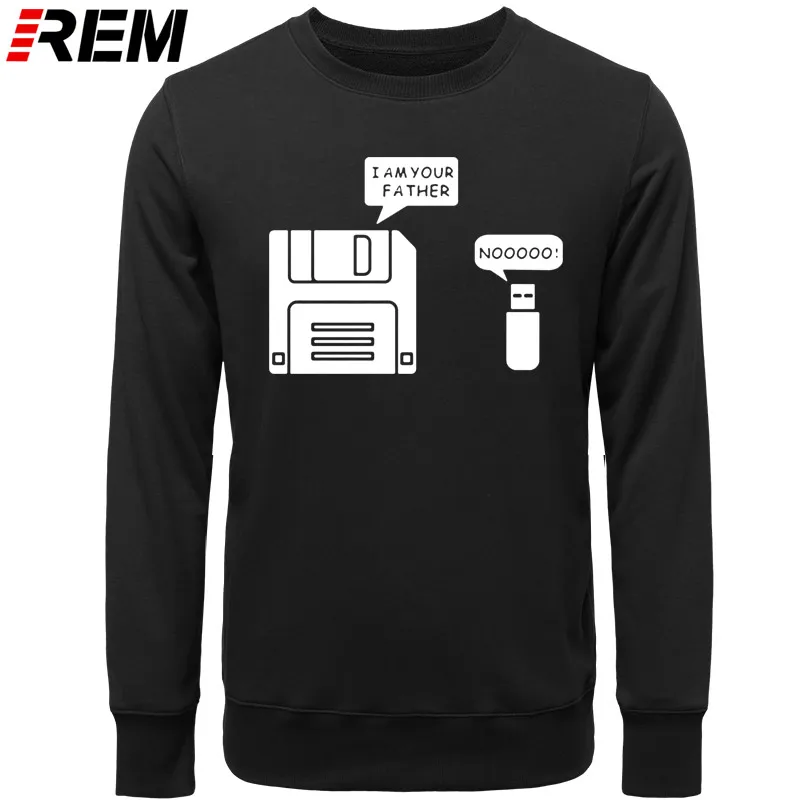 REM USB дискета я ваш отец мужские хлопковые с длинным рукавом юмором диск повседневные Camisetas Hombre мужские кофты с капюшоном, толстовки - Цвет: BLACK WHITE