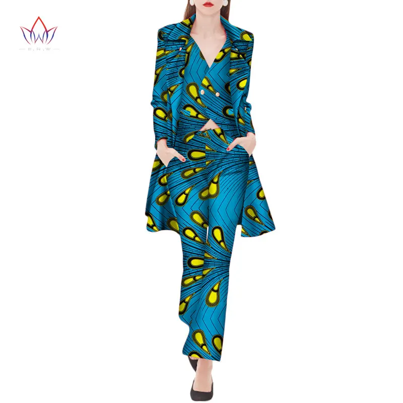 Women african clothing 3 piece set bazin riche african top with pants suit women africa woman Cotton Clothing Plus Size WY2040