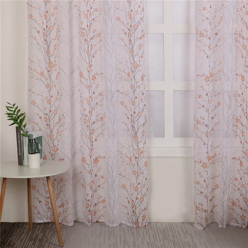 Тюлевые занавески с принтом сливы кухонные украшения оконная перегородка для