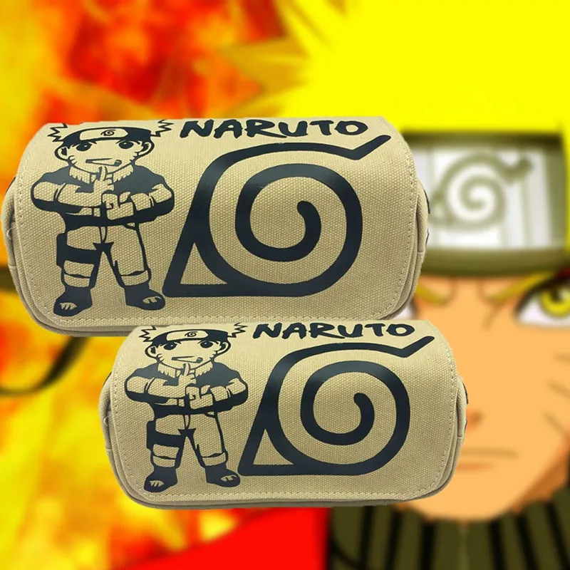 Аниме Наруто Akatsuki Наруто Холст Карандаш сумка двойная молния большой емкости Карандаш Чехол Косплей косметичка